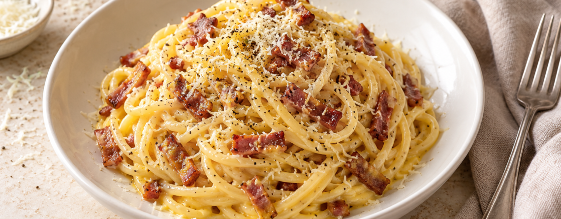 Carbonara halal au bacon de veau — illustration de la recette